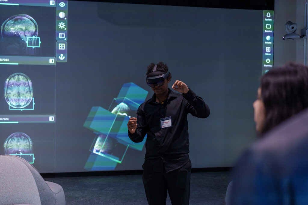 Looking at a brain with VR Headsets